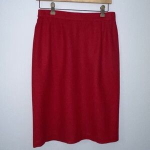 Vintage Sag Harbor Wool Skirt Red Size 12 Petite  ~ 12P Lined Side Waist Elastic